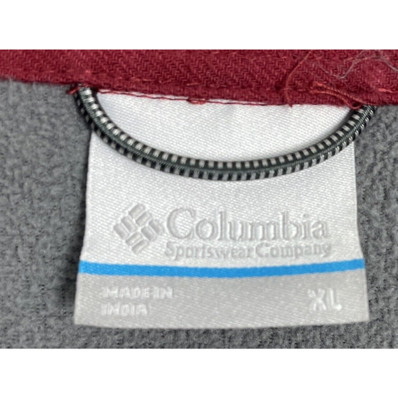 COLUMBIA Shirt Mens XL Red Plaid Fleece Lined Button Up Shacket Workwear Camping - Picture 3 of 11